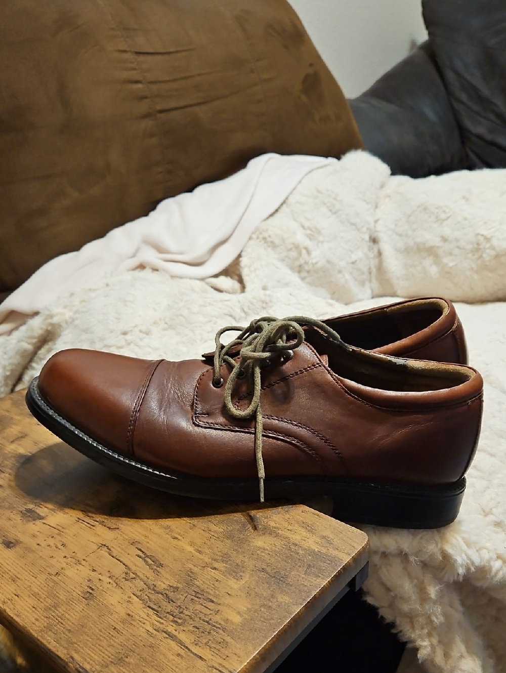 Cherokee Brown Leather Cap-Toe Oxford Shoes